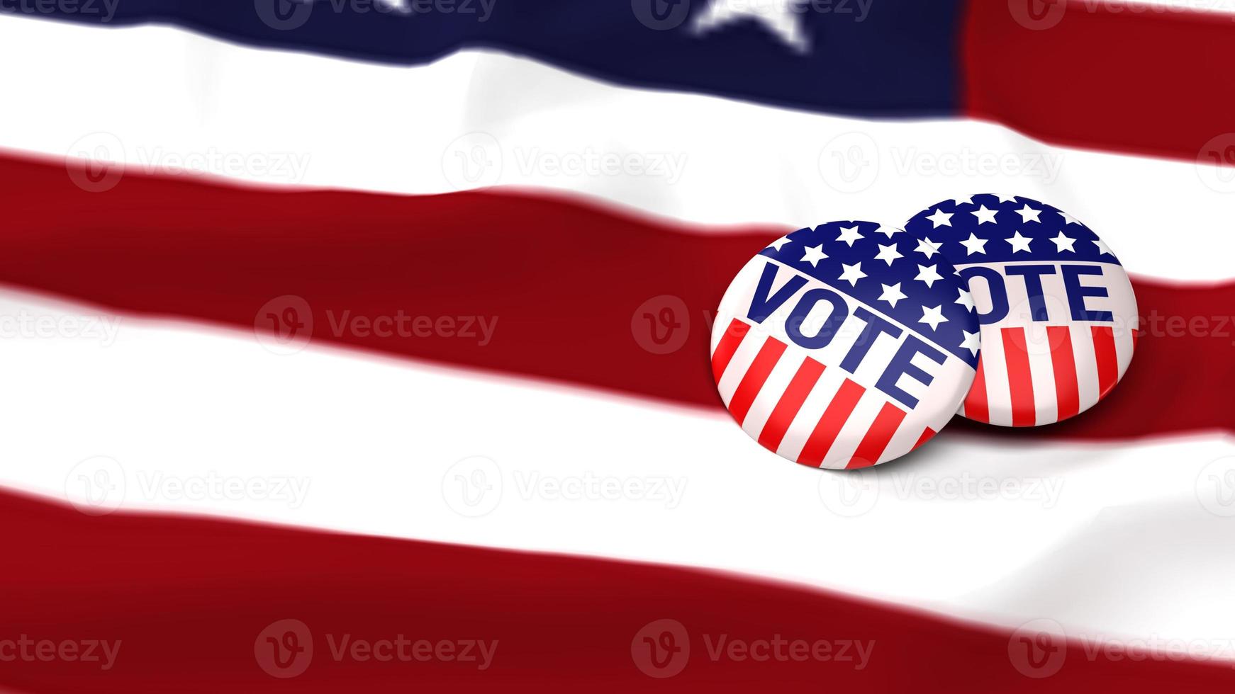 distintivo di voto americano sulla bandiera per il rendering 3d di contenuti sociali foto