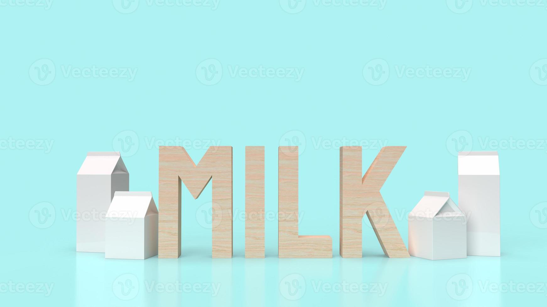 testo del latte e casella per il rendering 3d del contenuto alimentare. foto