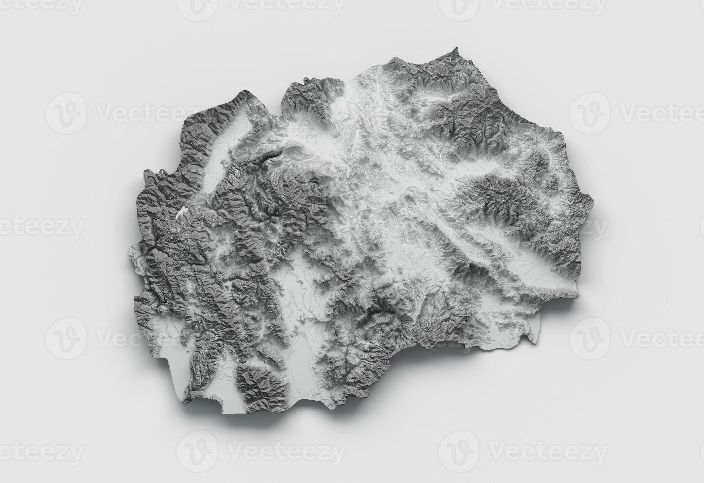 mappa della mappa della macedonia del nord mappa dell'altezza del colore in rilievo ombreggiato su sfondo bianco illustrazione 3d foto