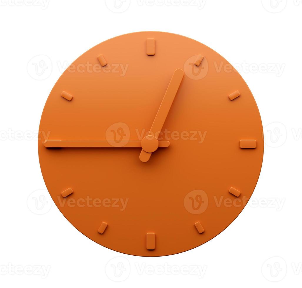 orologio arancione minimo 12 45 o quarto di orologio a uno astratto orologio da parete minimalista illustrazione 3d foto