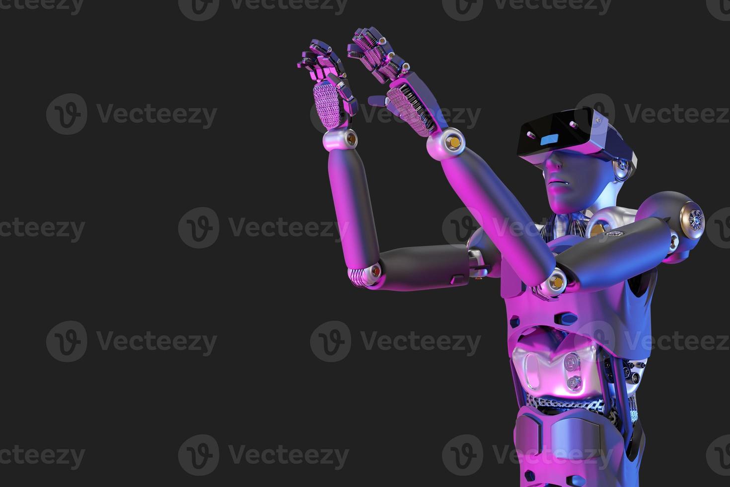 robot metaverse vr avatar realtà gioco realtà virtuale di persone blockchain tecnologia investimento, stile di vita aziendale realtà virtuale vr mondo connessione cyber avatar metaverse persone 2022 rendering 3d foto