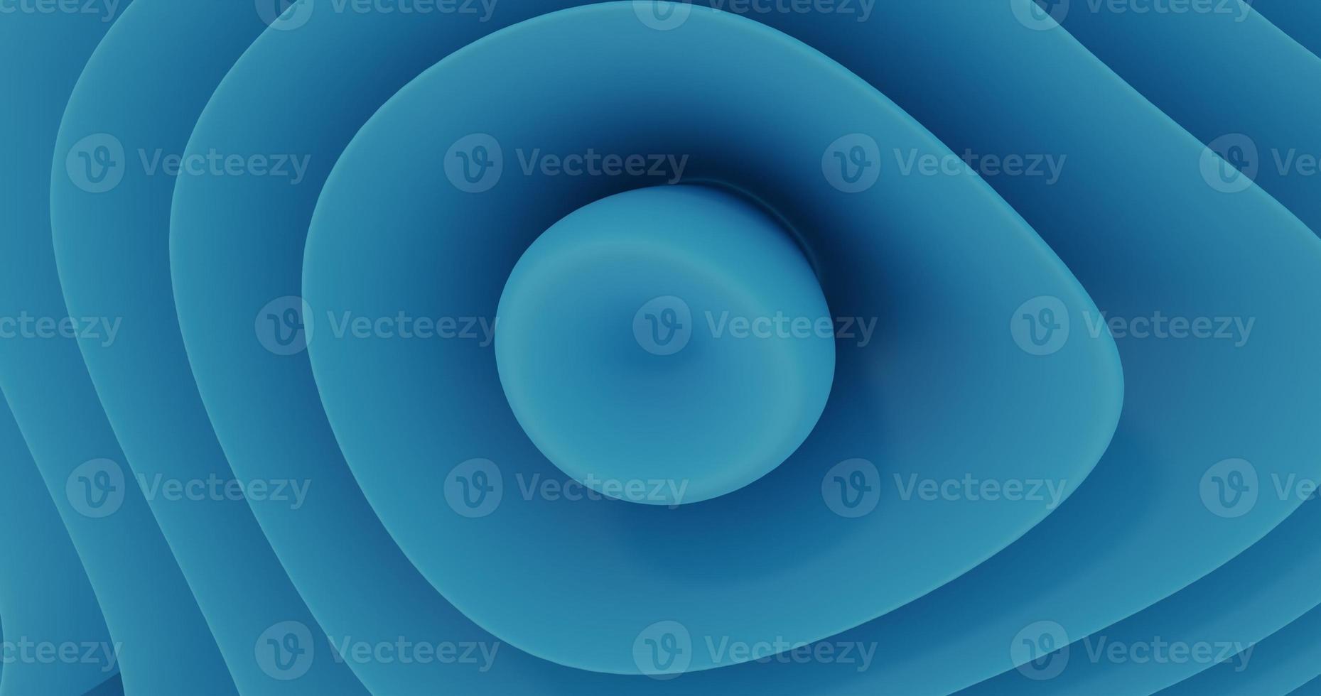 lo sfondo astratto utilizza un motivo circolare in rilievo al centro, ha un effetto liscio e 3d, rendering 3d ed è di colore blu. foto