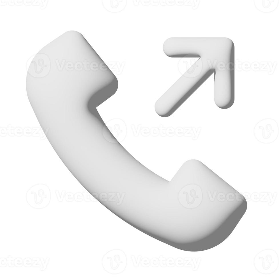 telefono fuori icona 3d isolato su sfondo bianco foto