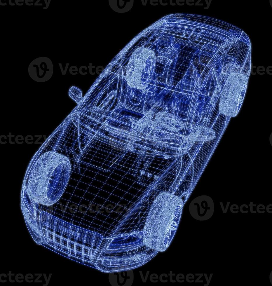 auto con intersezione wireframe con ambiente di interfaccia utente digitale foto