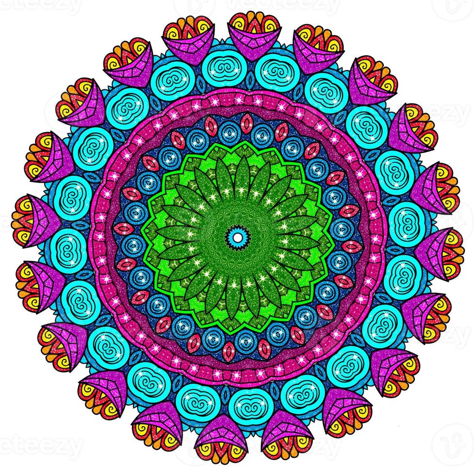 mandala glitter colorati con forme floreali foto