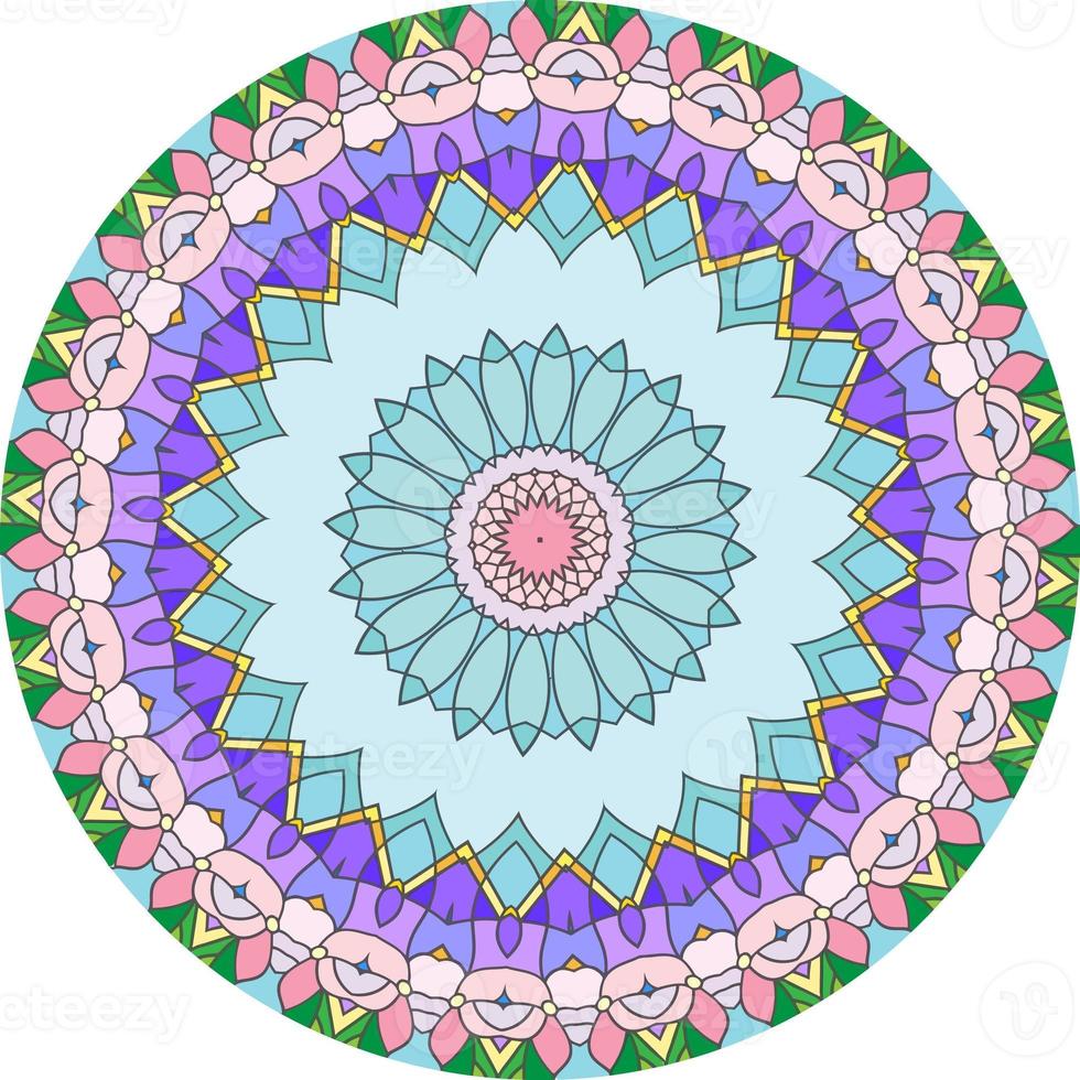 design mandala colorato ornamentale di lusso a forma di fiore insolita. orientale. modelli di terapia antistress. tessere elementi di design foto