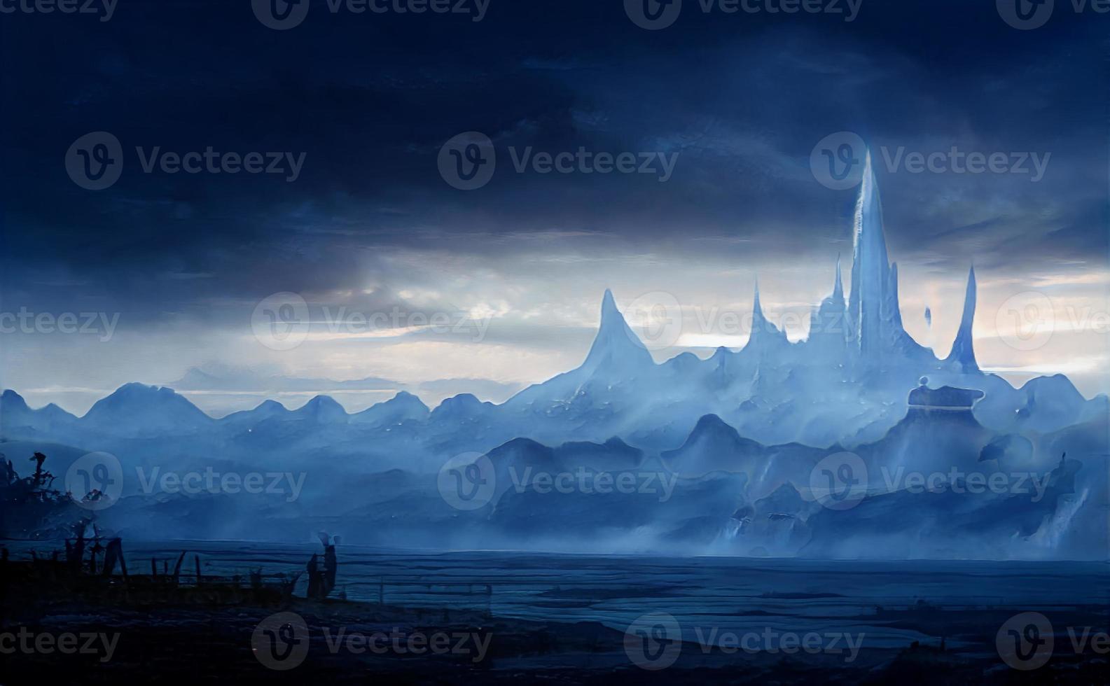 illustrazione 3d ice planet sfondi rpg gioco di battaglia foto