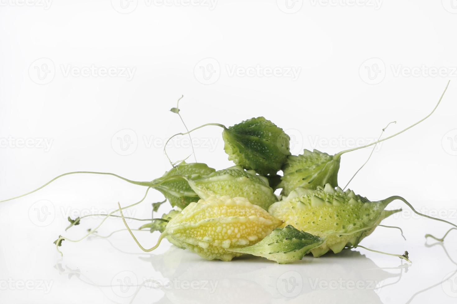 melone amaro su sfondo bianco foto