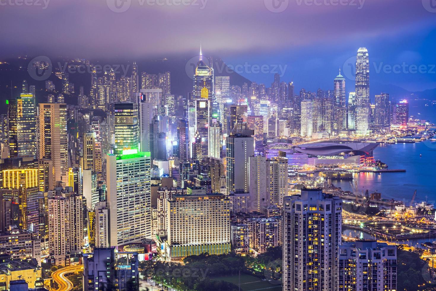 orizzonte della città di Hong Kong Cina foto