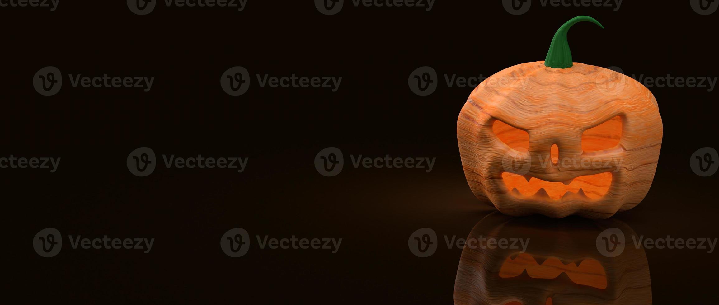 jack o lantern su sfondo nero per il rendering 3d di contenuti di halloween. foto