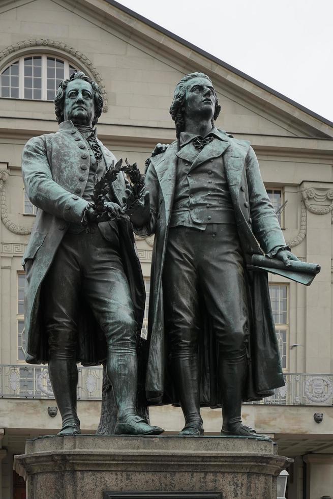 weimar, Germania, 2014. il goethe schiller monumento nel weimar Germania foto