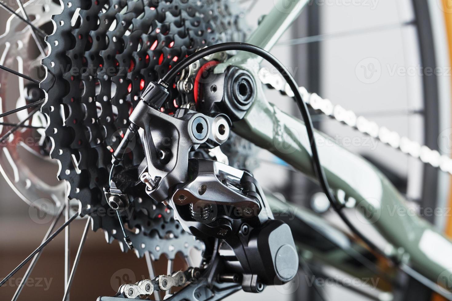 bicicletta manovella sistema con catena avvicinamento, meccanismo per riparazione foto