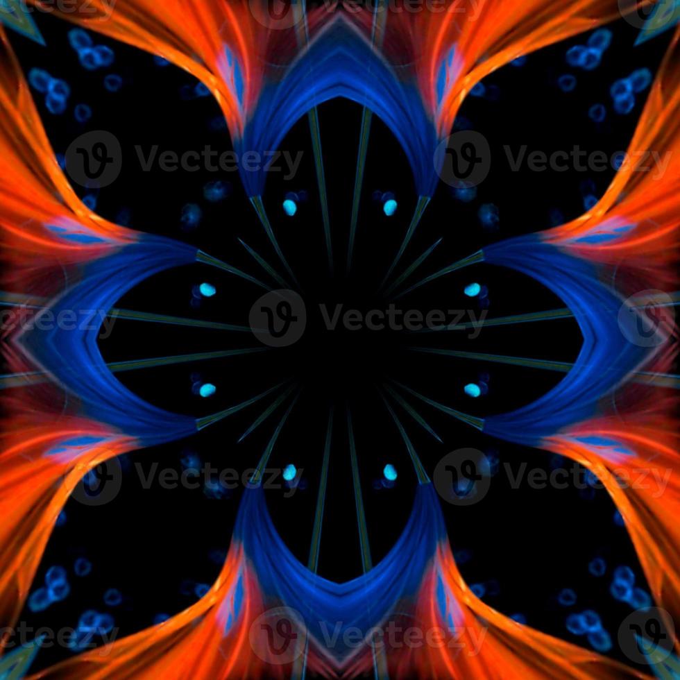 astratto digitale arte solitario blu arancia fiore collage struttura modello con unico forma e design foto