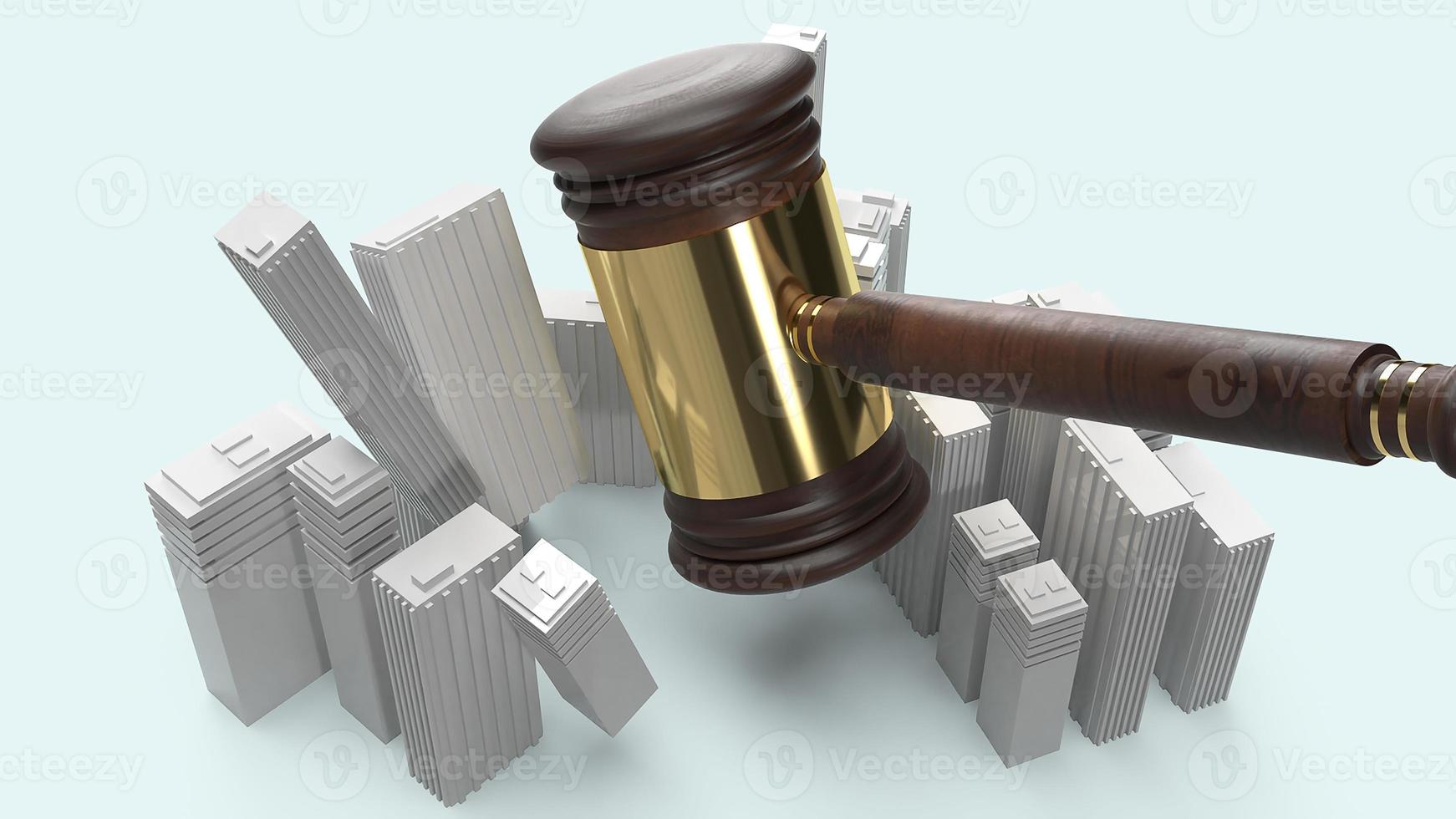 immagine del martello di costruzione e giustizia per il rendering 3d del concetto di diritto di proprietà. foto