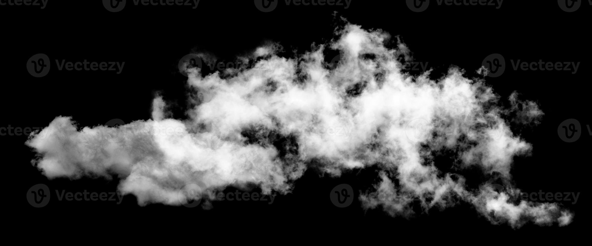 bianca nube isolato su nero sfondo, strutturato fumo, spazzola effetto foto