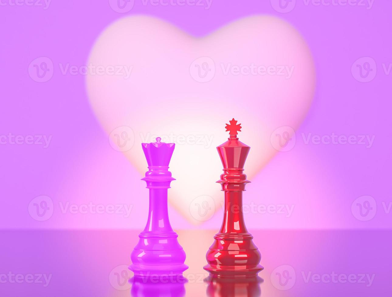 il scacchi re e Regina In piedi lato di lato guardare a un' nuovo futuro. 3d illustrazioni foto