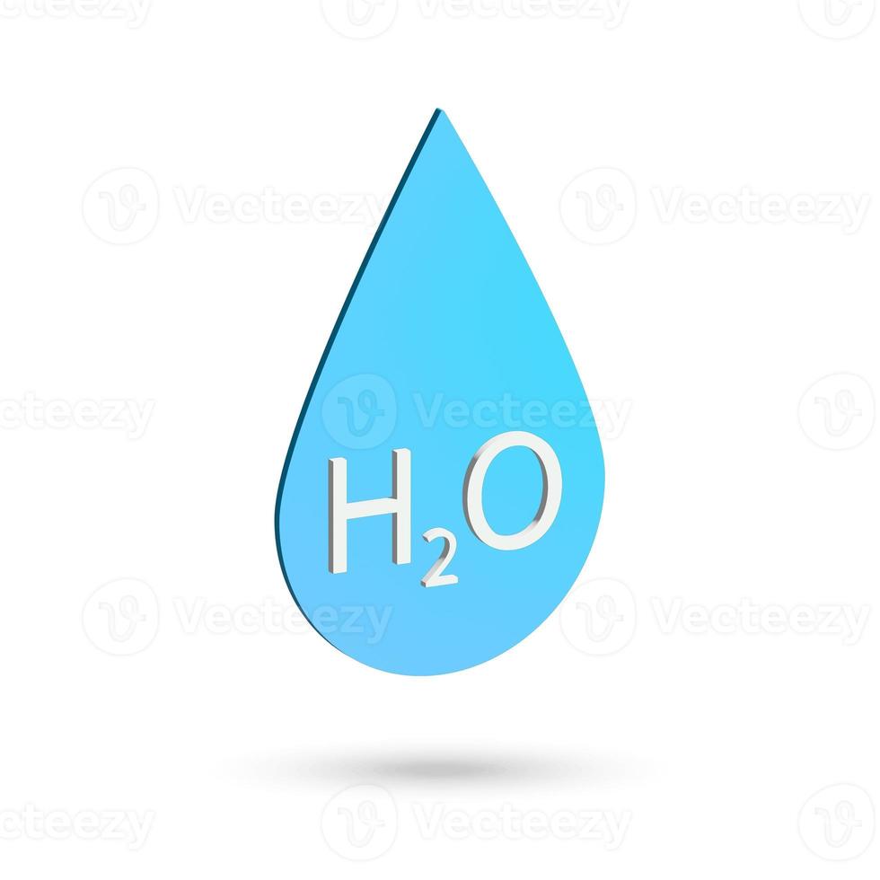 goccia d'acqua con segno h2o, concetto di eco. foto