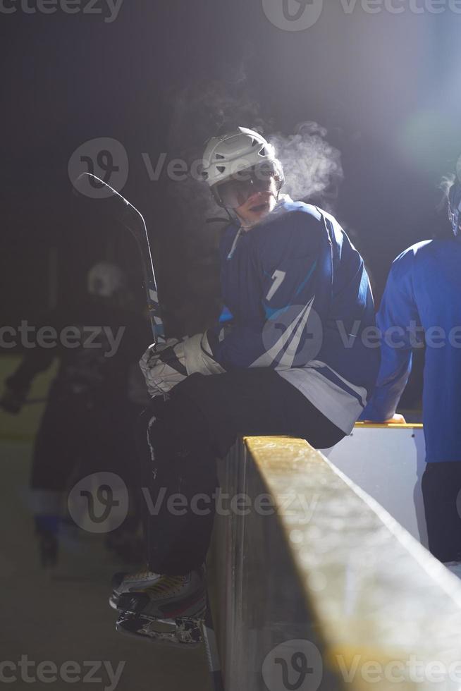 ghiaccio hockey Giocatori su panchina foto