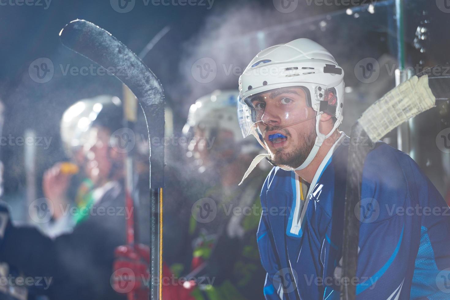 ghiaccio hockey Giocatori su panchina foto