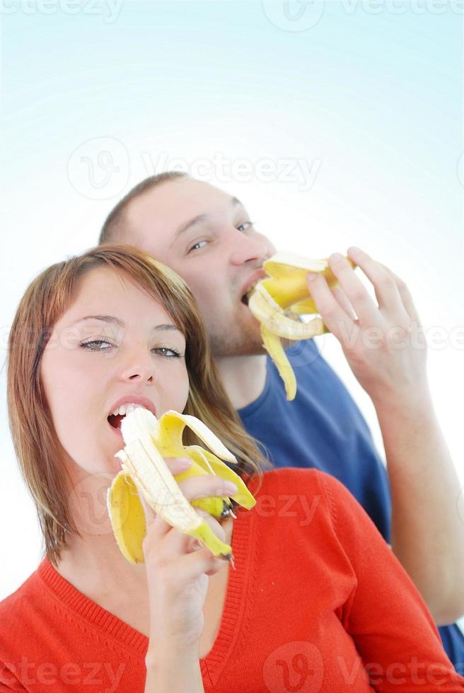contento coppia con banane foto