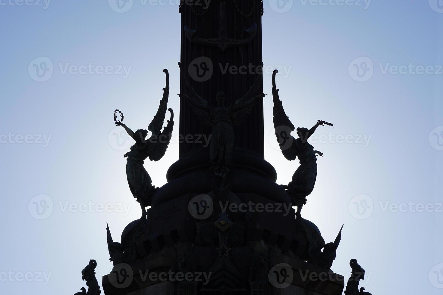 staglia alato vittorie a columbus monumento nel Barcellona foto