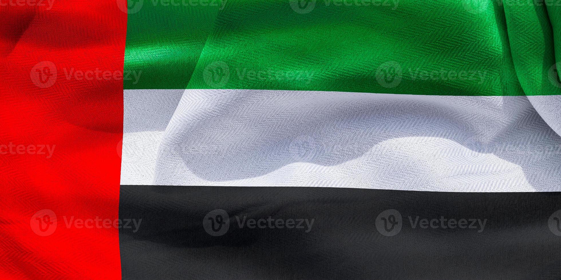bandiera degli emirati arabi uniti - bandiera sventolante realistica in tessuto foto