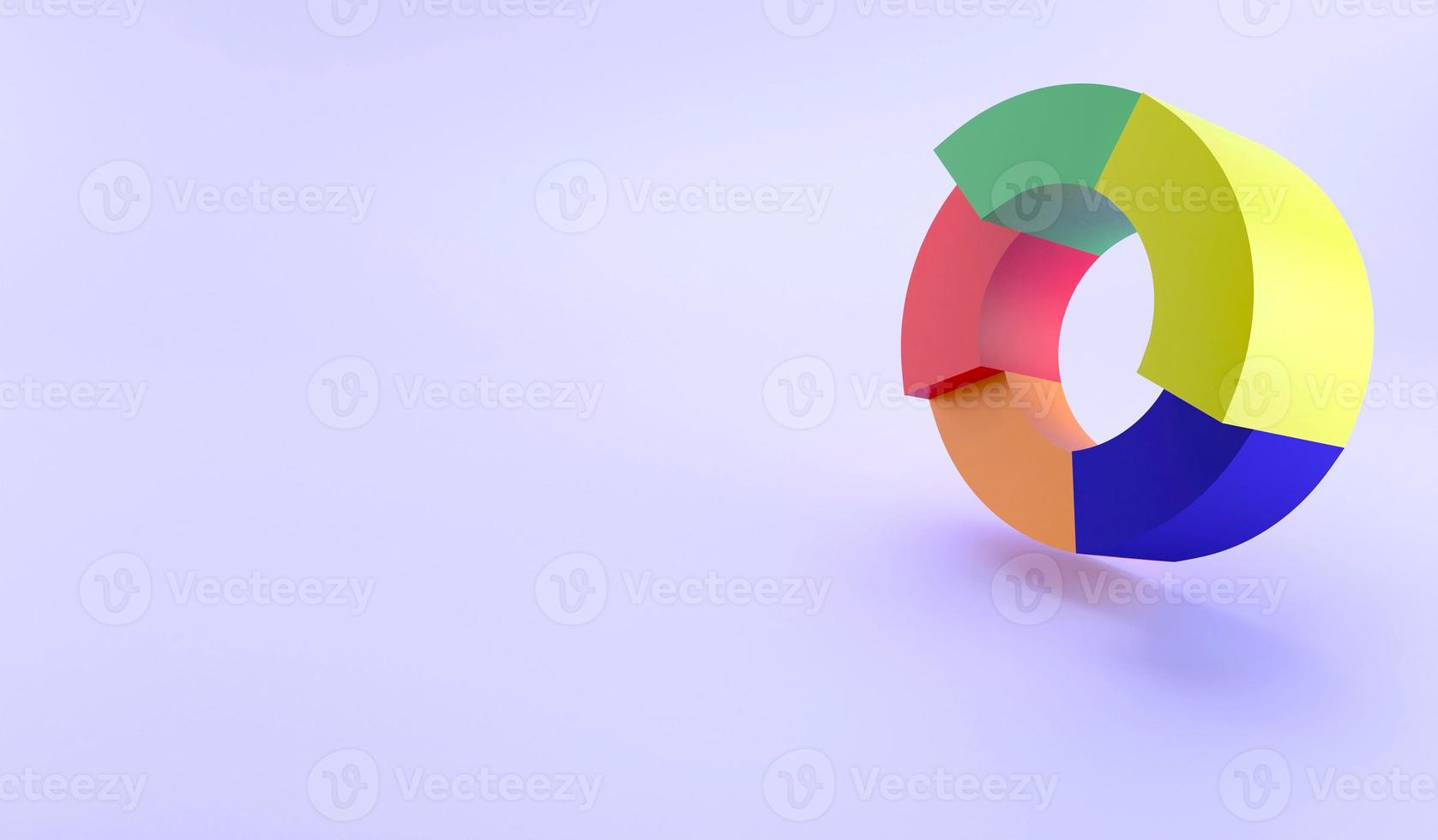 3d interpretazione colorato torta grafico. 3d illustrazione dati concetto su viola sfondo foto