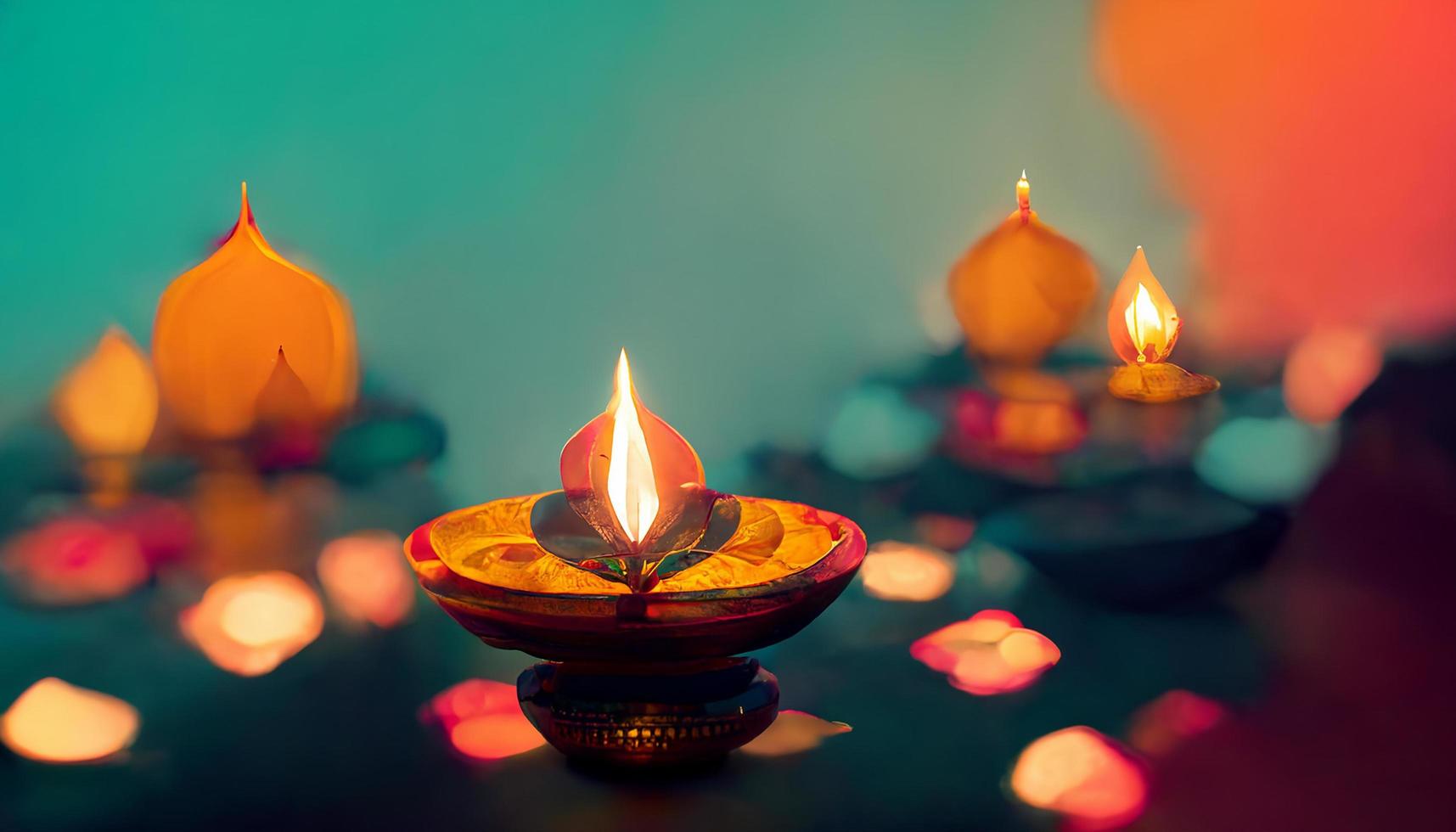 contento Diwali Festival di luci vacanza sfondo, illustrazione disegno, digitale arte stile foto