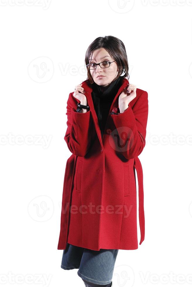 ritratto di un' bellissimo donna indossare inverno cappotto foto