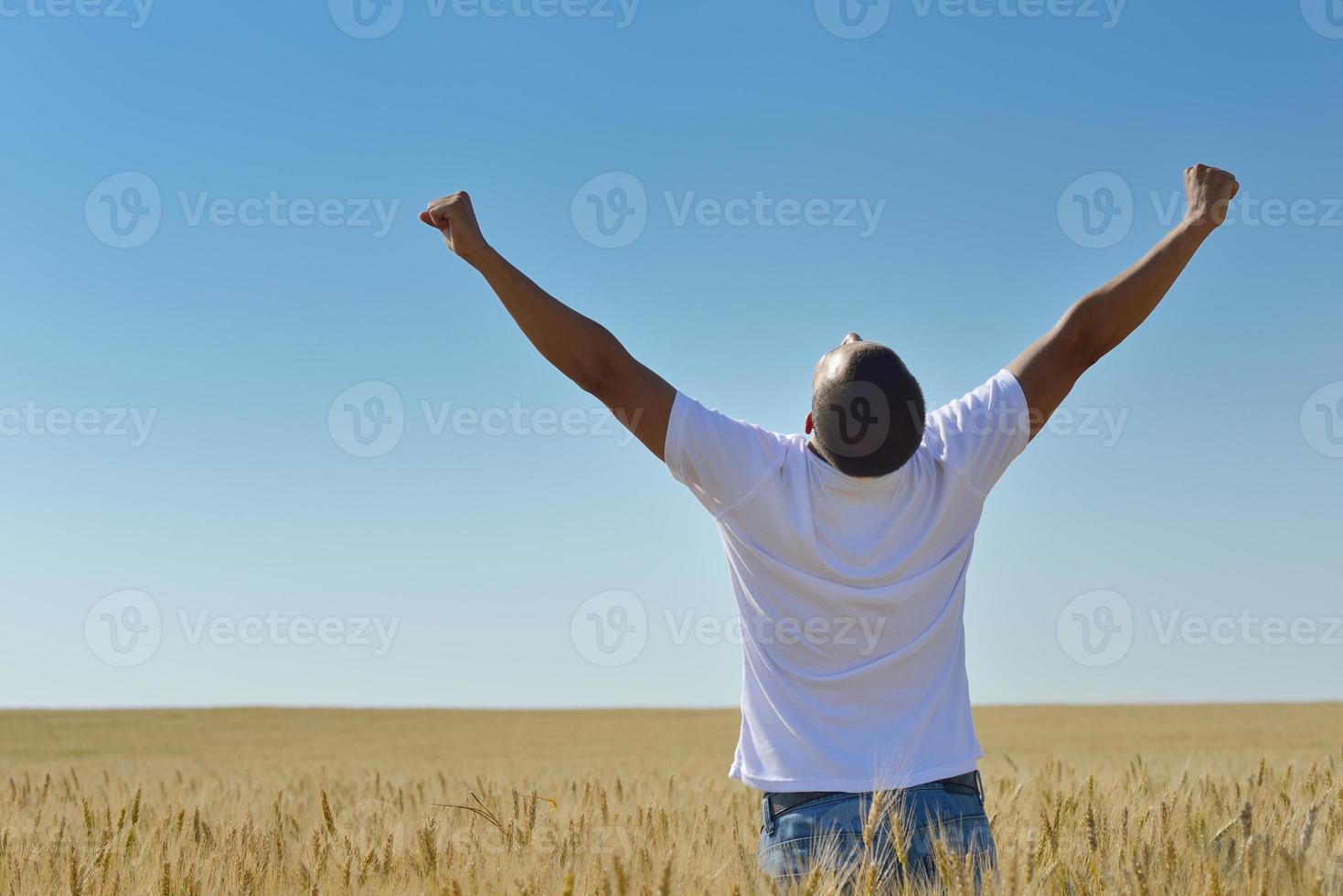 uomo nel campo di grano foto