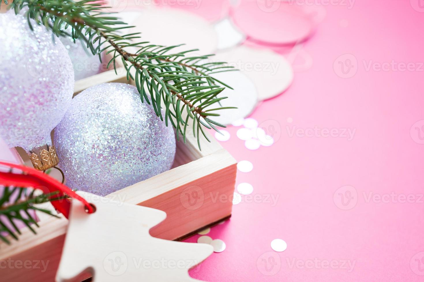 Natale perla decorazione palle rosa sfondo foto