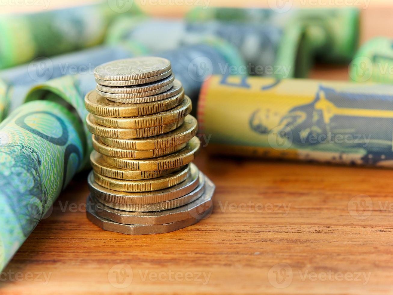 impilamento di Australia monete per Salvataggio i soldi concetto foto