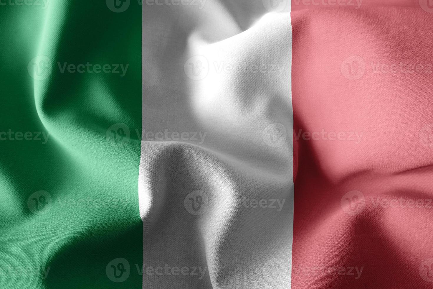 3d interpretazione agitando seta bandiera di Italia foto