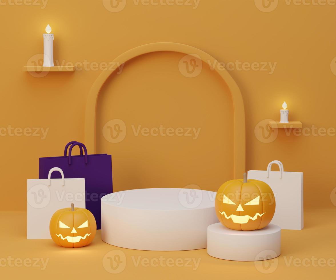 Halloween giallo sfondo 3d e shopping Borsa foto