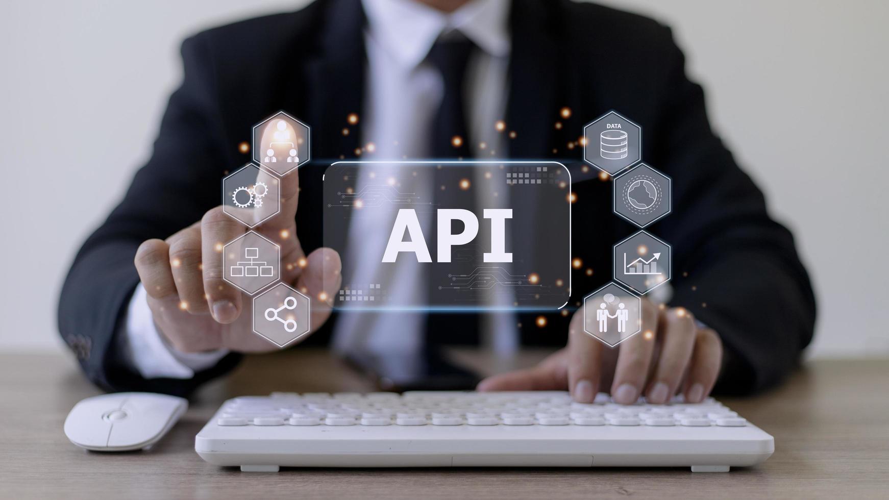 api - applicazione programmazione interfaccia. Software sviluppo attrezzo. attività commerciale, moderno tecnologia, Internet e networking concetto. foto