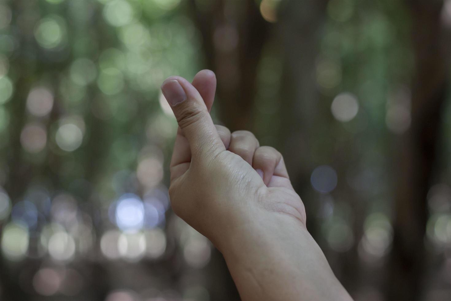 Spedire mini focolare dita e amore per natura su il terra è coreano simbolo. foto