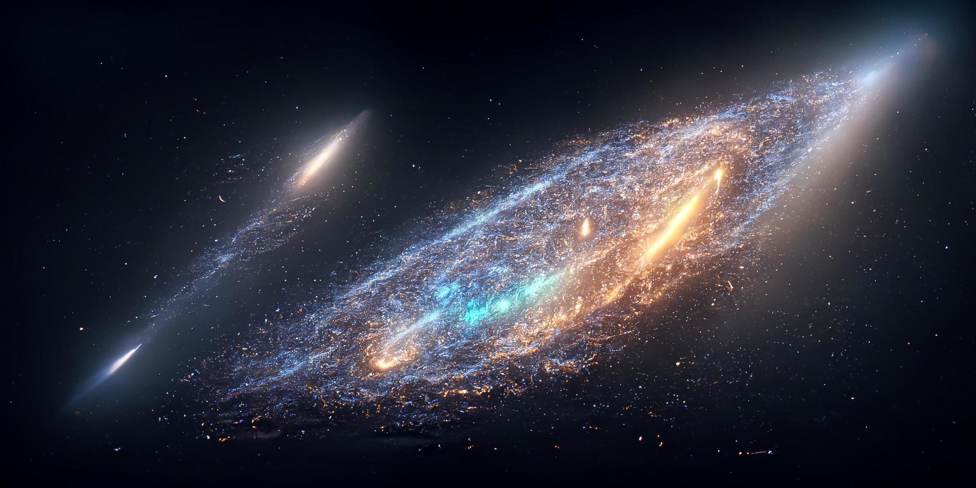 nebulosa via Lattea e galassie nel spazio 3d foto