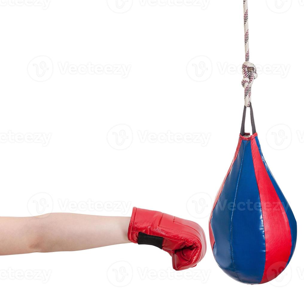 ragazzo con boxe guanto pugni punzonatura Borsa foto