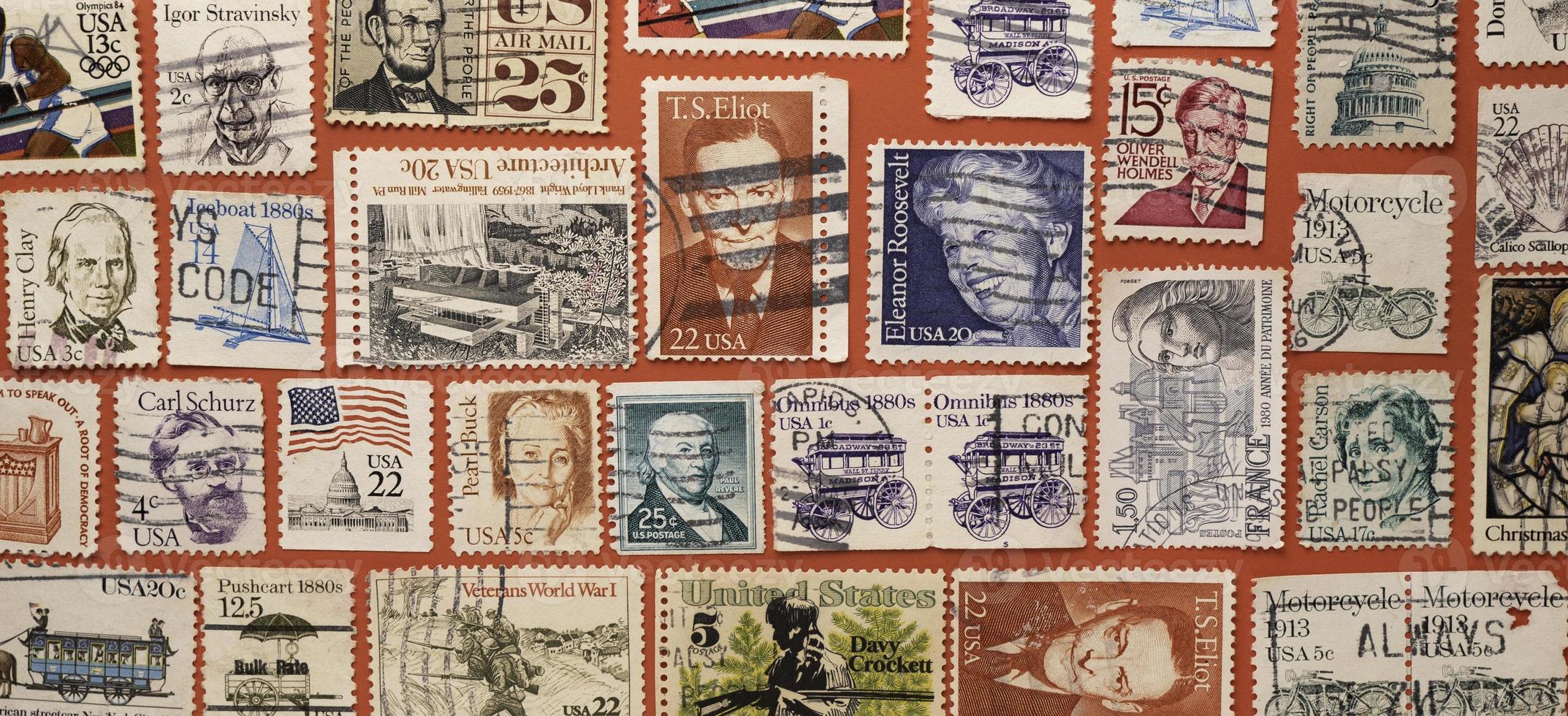 postale francobolli a partire dal Stati Uniti d'America nel kandy francobollo esposizione foto