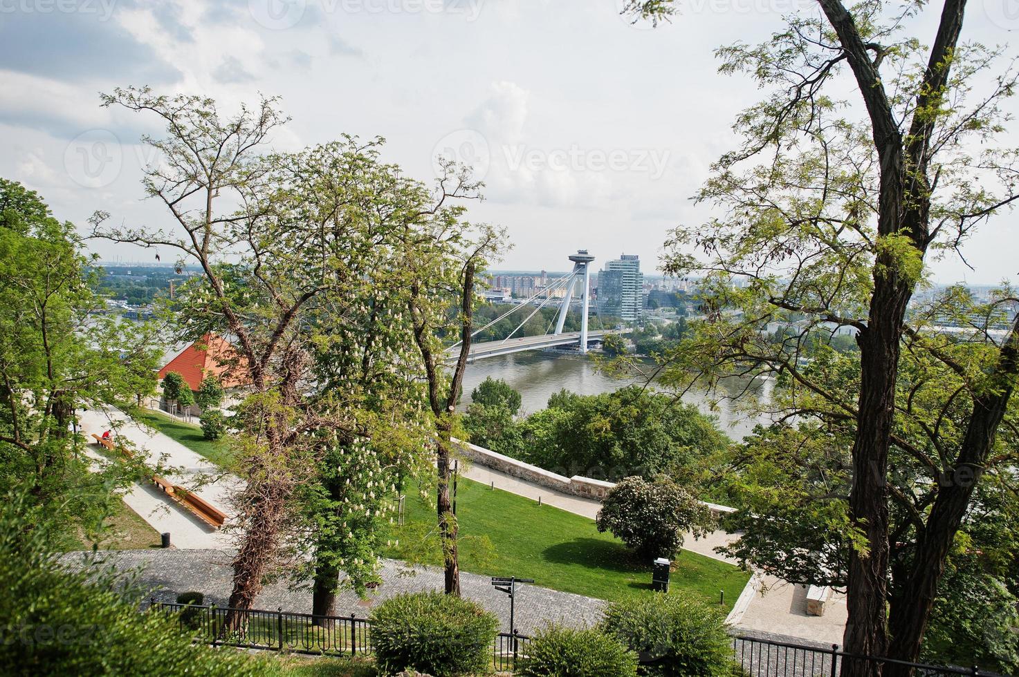 strada di Visualizza Bratislava ponte, slovacchia. foto