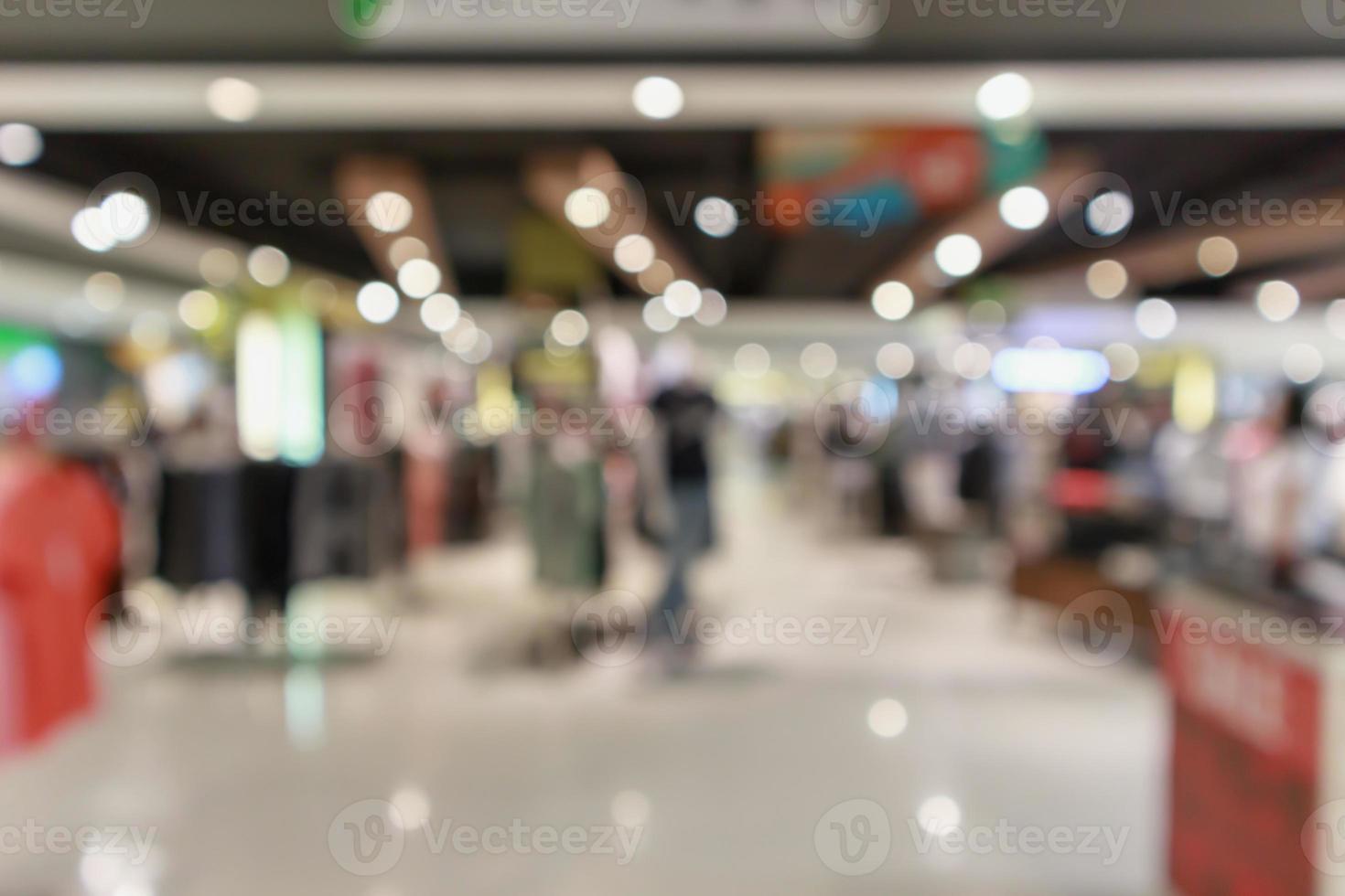 astratto sfocatura boutique di abbigliamento display interno dello sfondo del centro commerciale foto