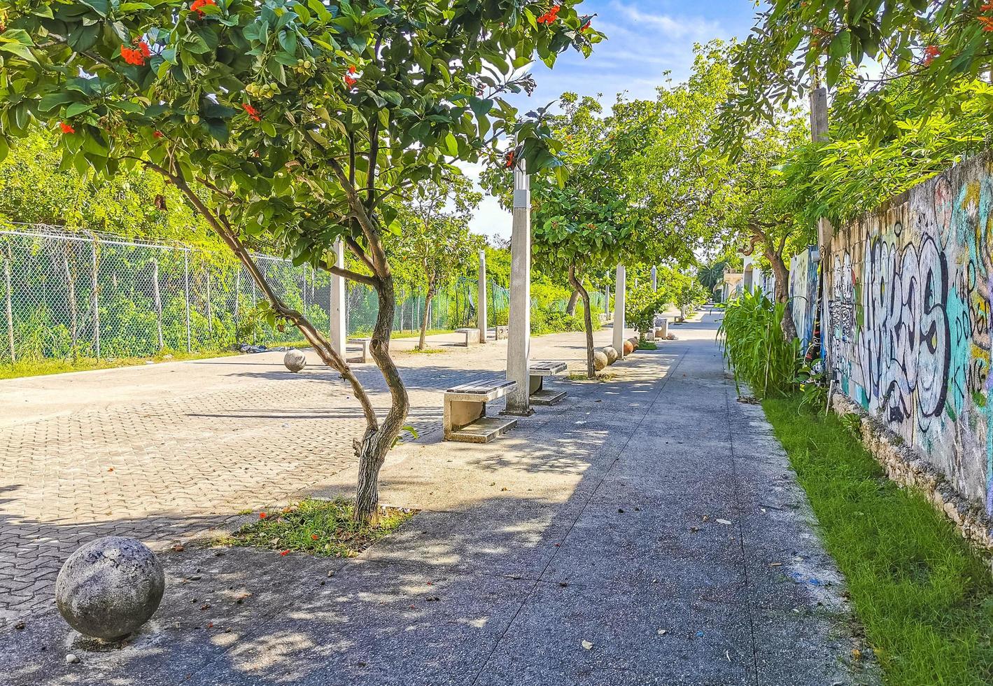 playa del Carmen quintana roo Messico 2022 tipico pedone strada paesaggio urbano parete dipinti playa del Carmen Messico. foto