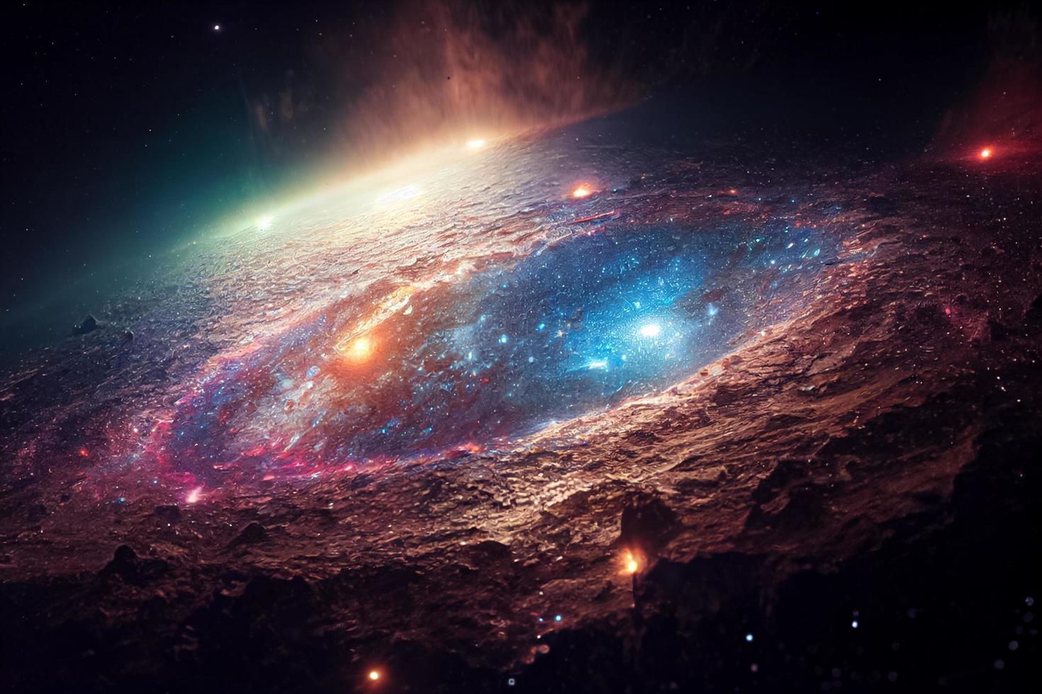 nebulosa via Lattea e galassie nel spazio 3d foto