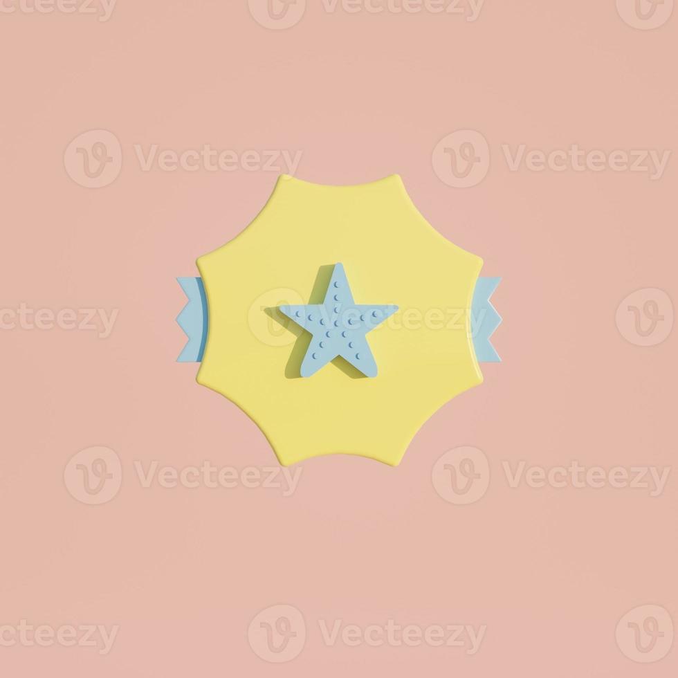 3d medaglia moneta con stella marina icona foto