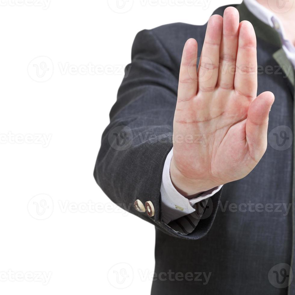fermare cartello di uno Aperto palma - mano gesto foto