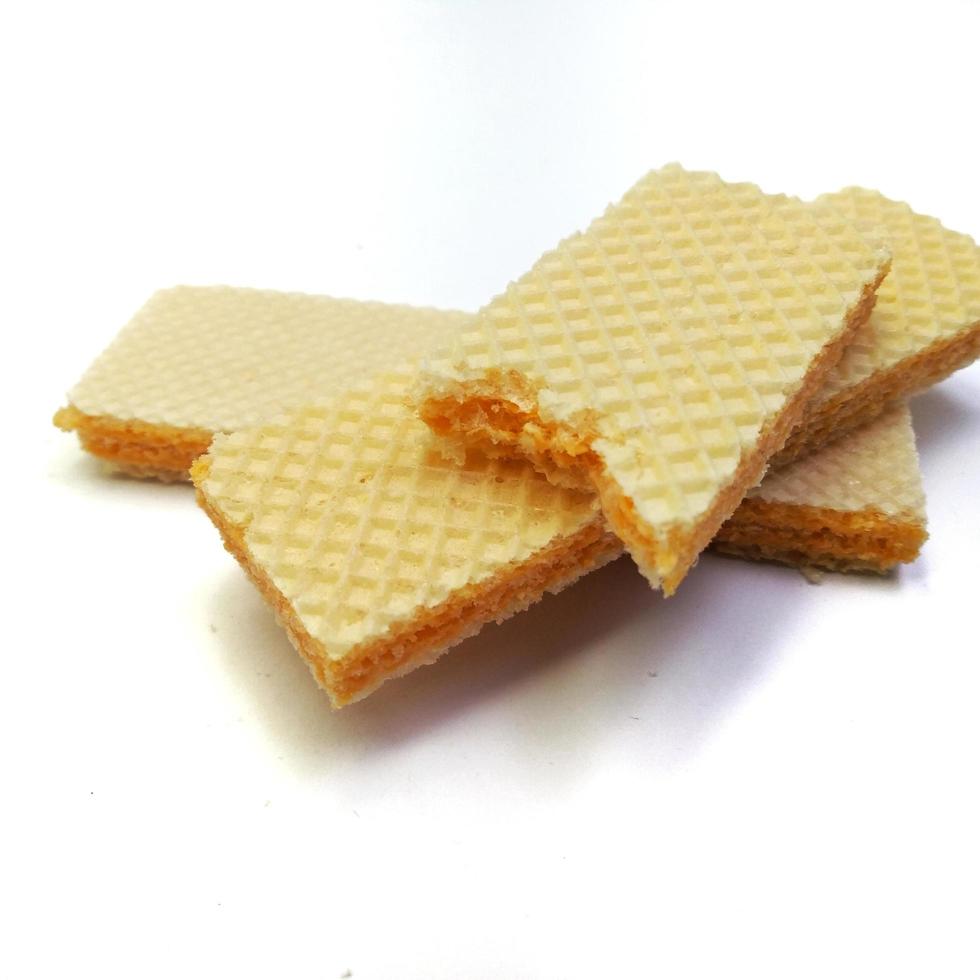 impostato di delizioso wafer con crema formaggio isolato su bianca sfondo. per sfondi, copertine, striscioni, annunci e Di Più foto