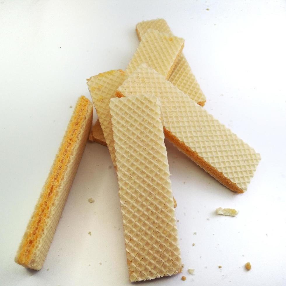 impostato di delizioso wafer con crema formaggio isolato su bianca sfondo. per sfondi, copertine, striscioni, annunci e Di Più foto