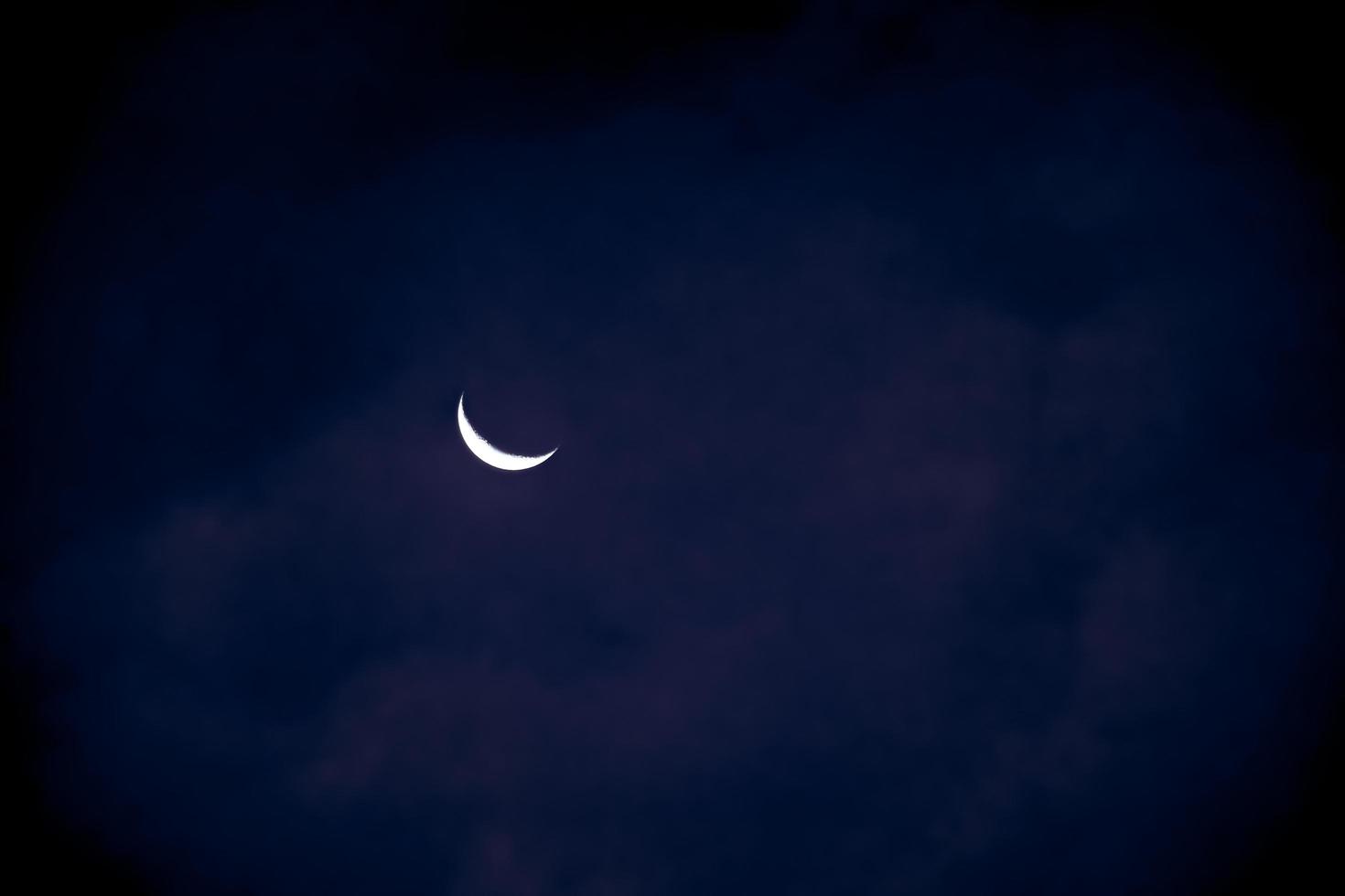 metà Luna nel il presto sera su buio blu cielo, foto