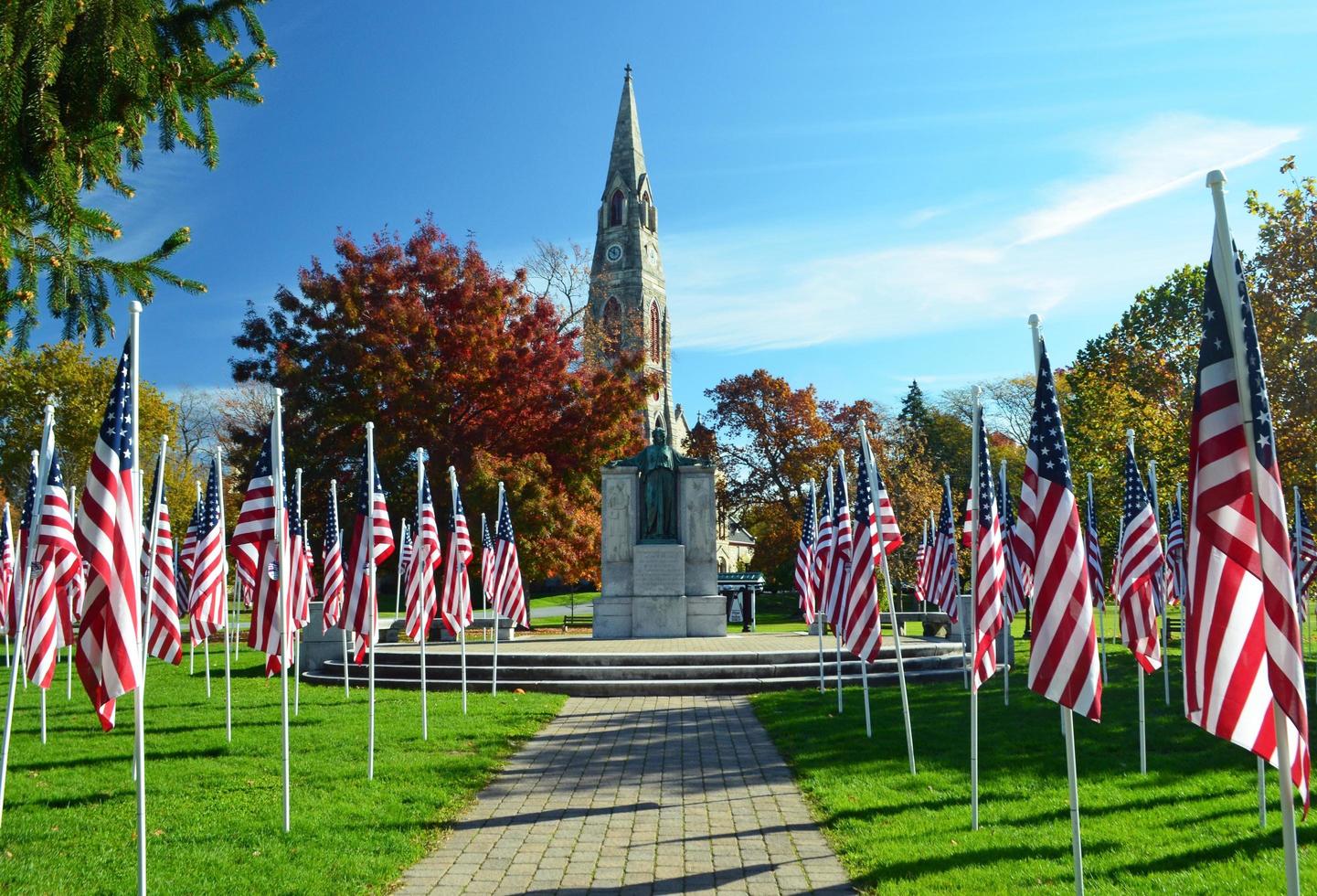 bandiere americane in mostra goshen new york foto