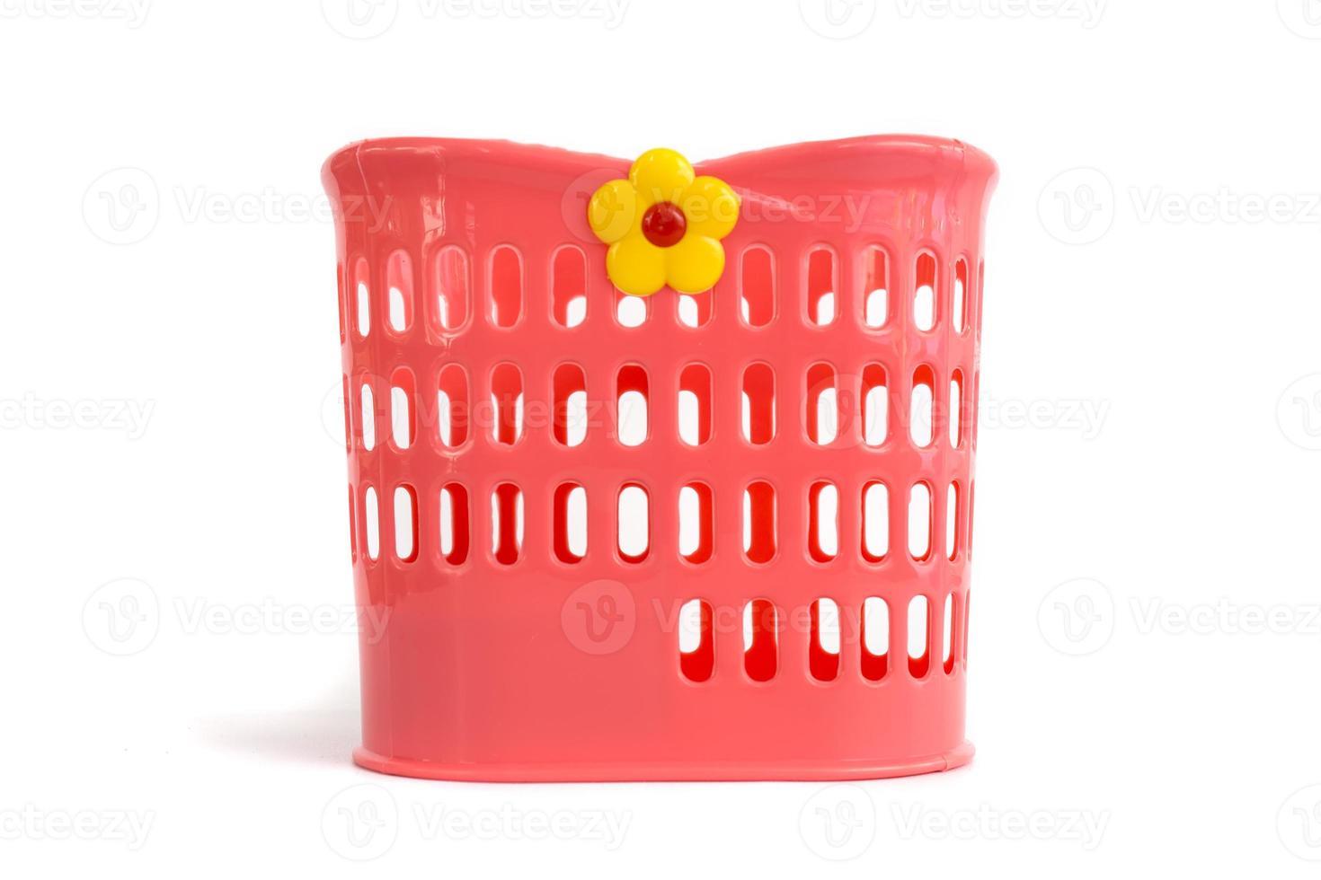 rosso plastica cestino Usato per mettere puliti cucchiai, forchette e coltelli foto